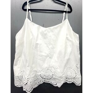 City Chic Top XL/22 White Eyelet Spaghetti Strap Beachy Coastal Preppy Boho
